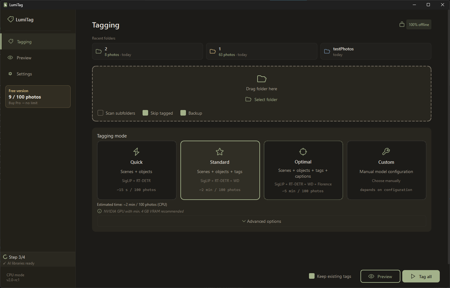Tagging modes